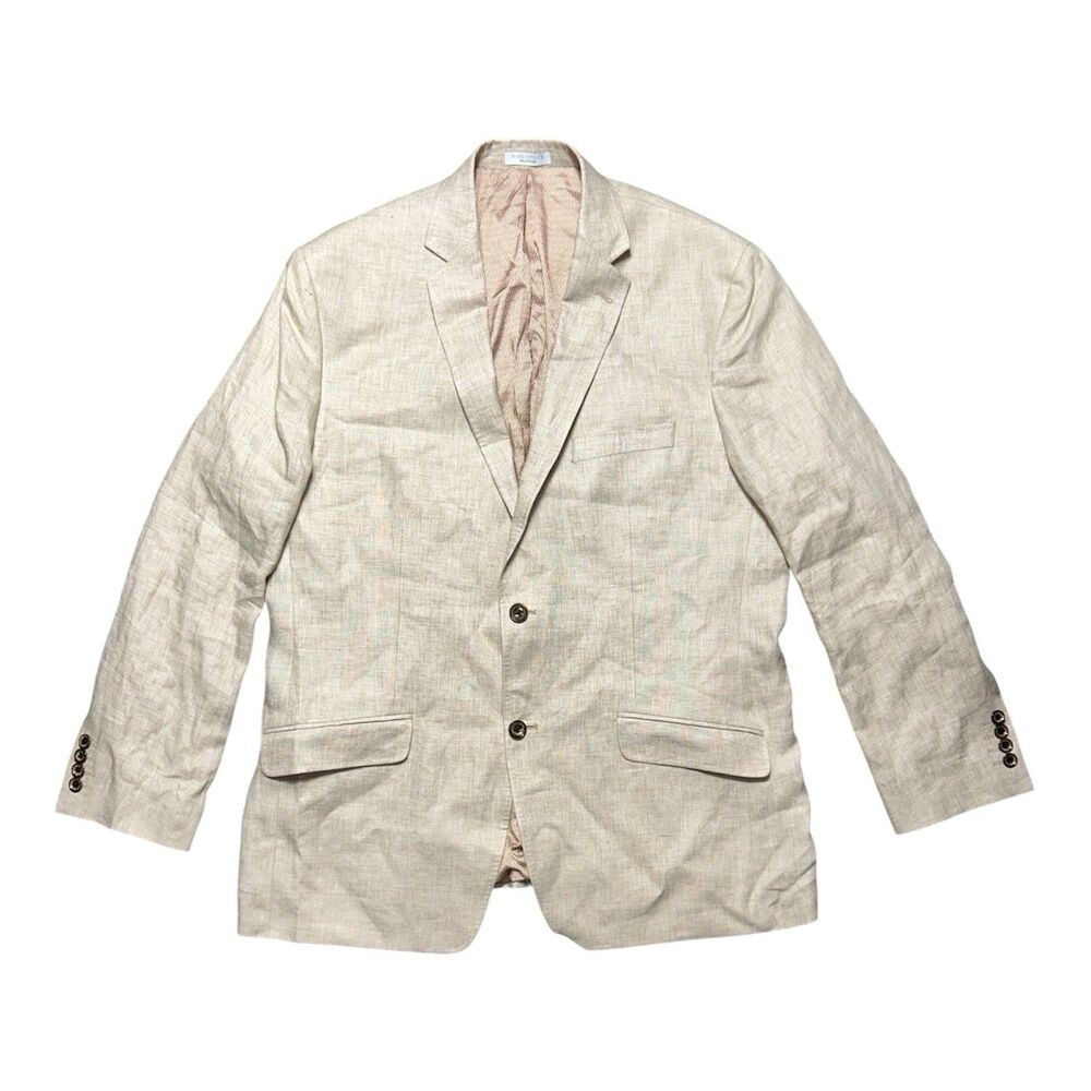 Baird McNutt 100% Linen Sport Coat Blazer Mens XL Tan Beige Two Button Murano